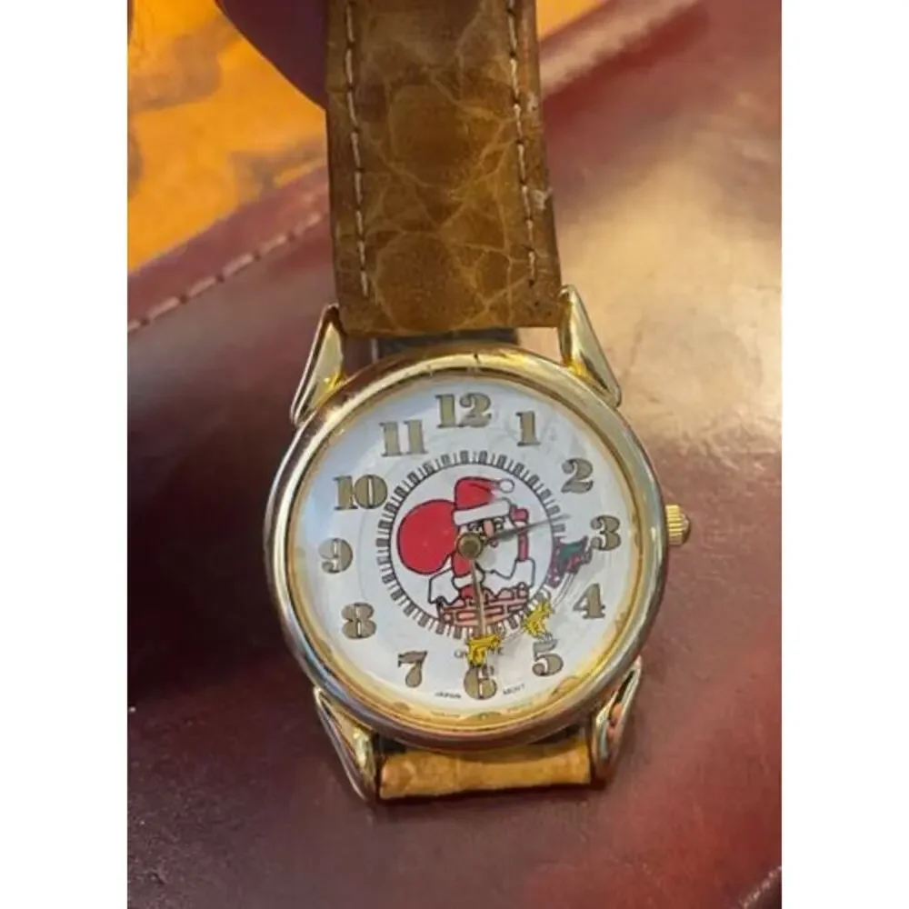 Women's Gold Tone 330mm Milan Watch, Santa Claus with Rotating Reindeer